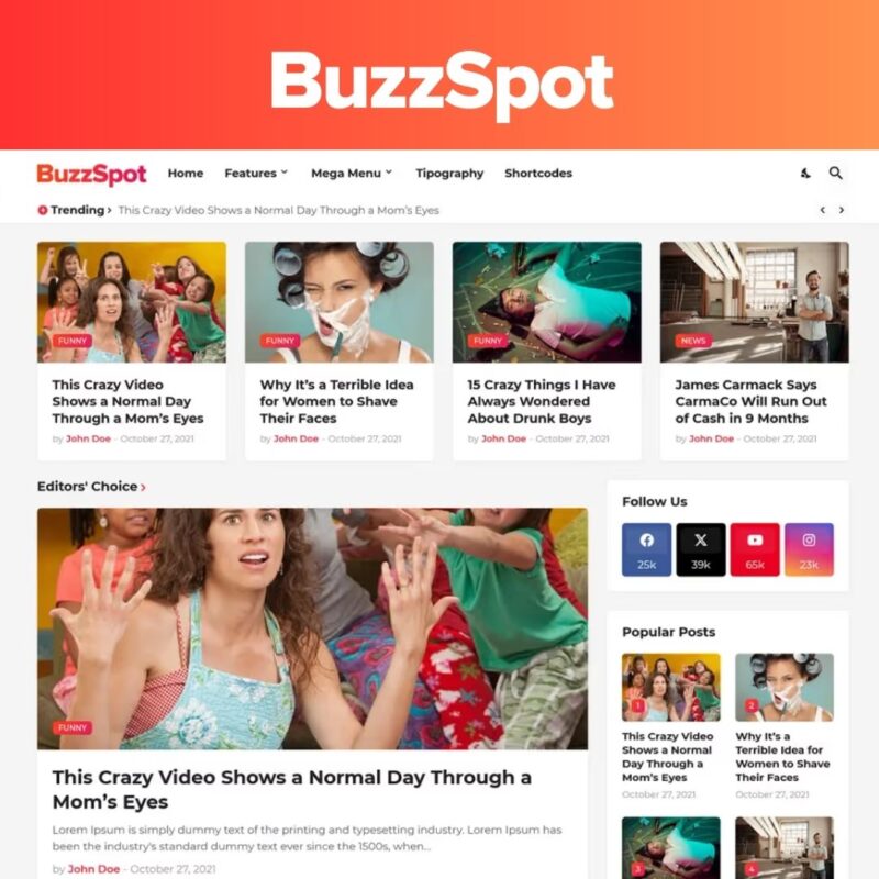 BuzzSpot - Premium Blogger Template for Blog & Magazine Sites