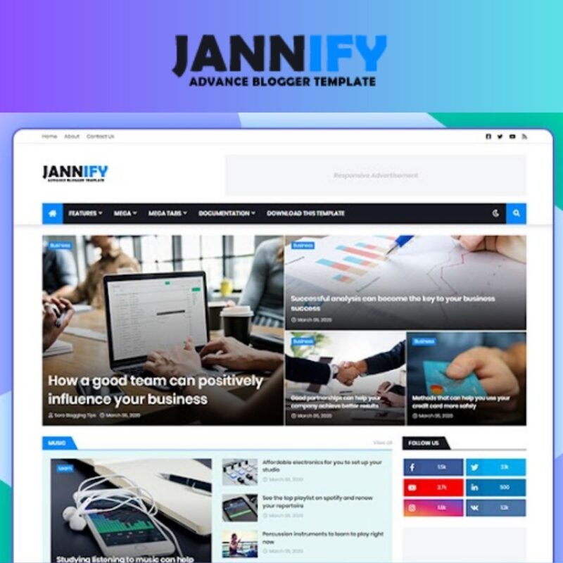 Jannify - Premium Blogger Template for Blog & Magazine Sites