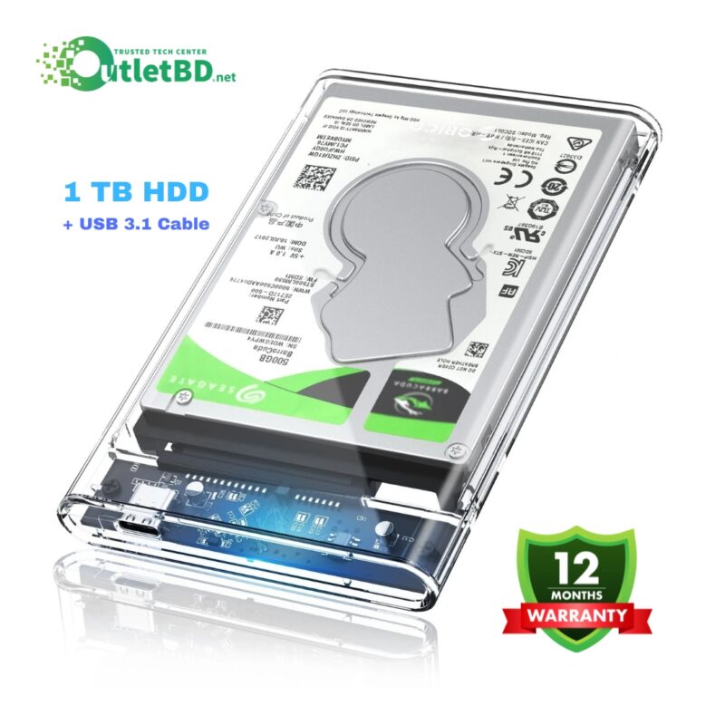 Transparent Portable Hard Drive with USB 3.1