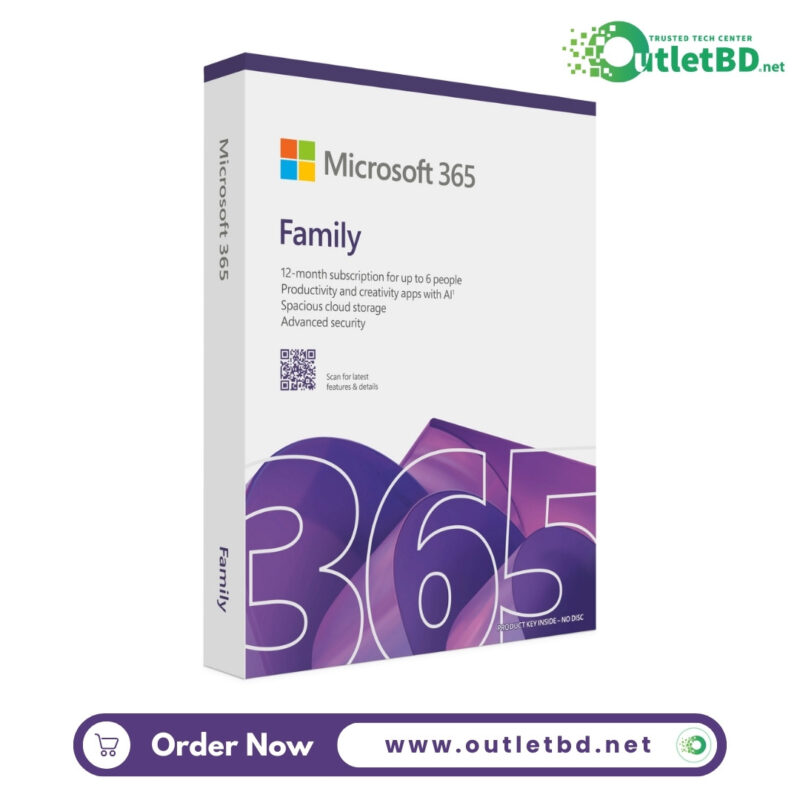Microsoft Office 365 Family Official License Subscription Key with Box
